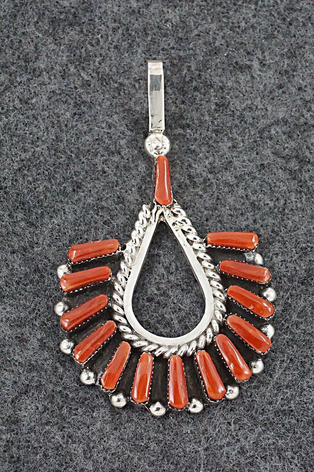 Coral and Sterling Silver Pendant - Carlene Hattie