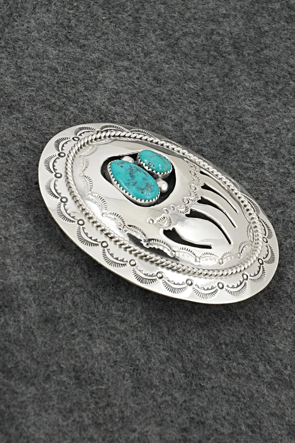 Turquoise & Sterling Silver Belt Buckle - Wilbert Muskett Sr.