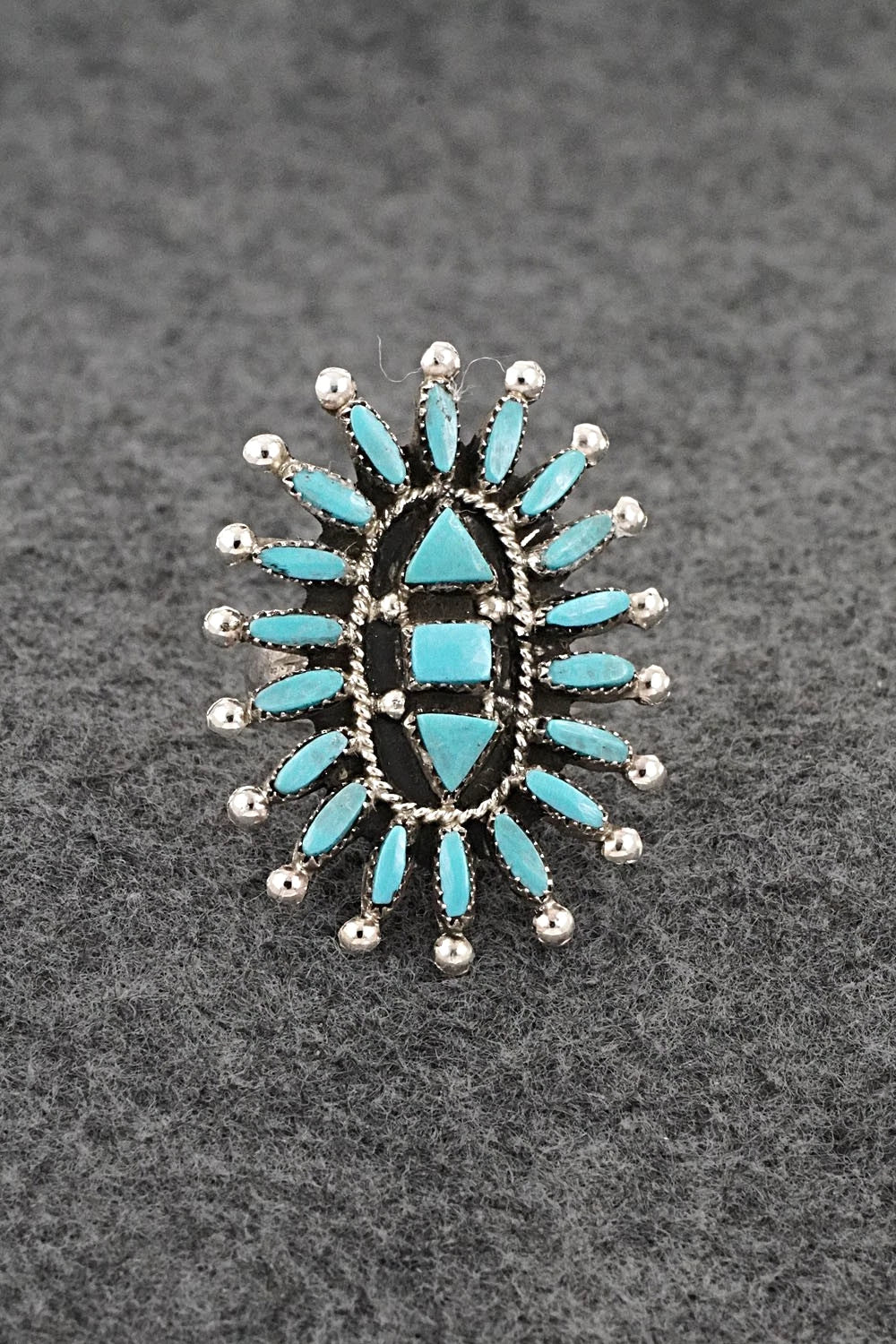 Turquoise & Sterling Silver Ring - Evonne Hustito - Size 9