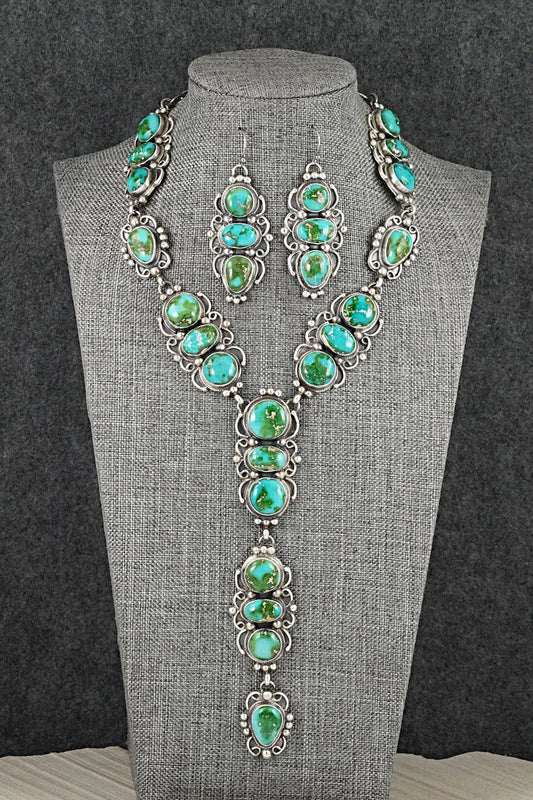 Turquoise & Sterling Silver Necklace and Earrings Set - Kathleen Livingston