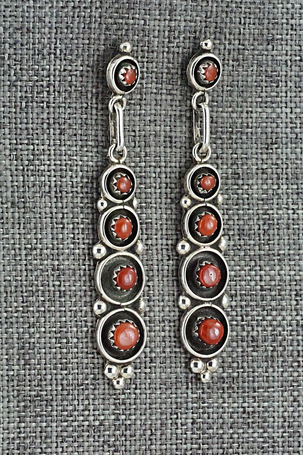 Coral & Sterling Silver Earrings - Michael Boone