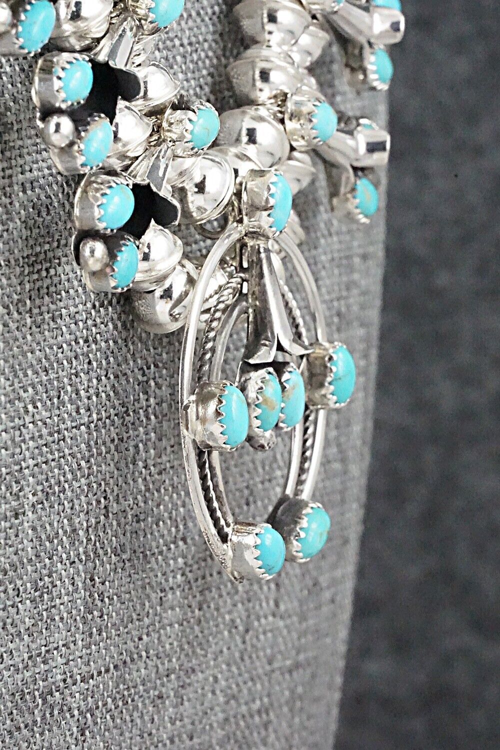 Turquoise & Sterling Silver Mini Squash Blossom Set - Phil Garcia