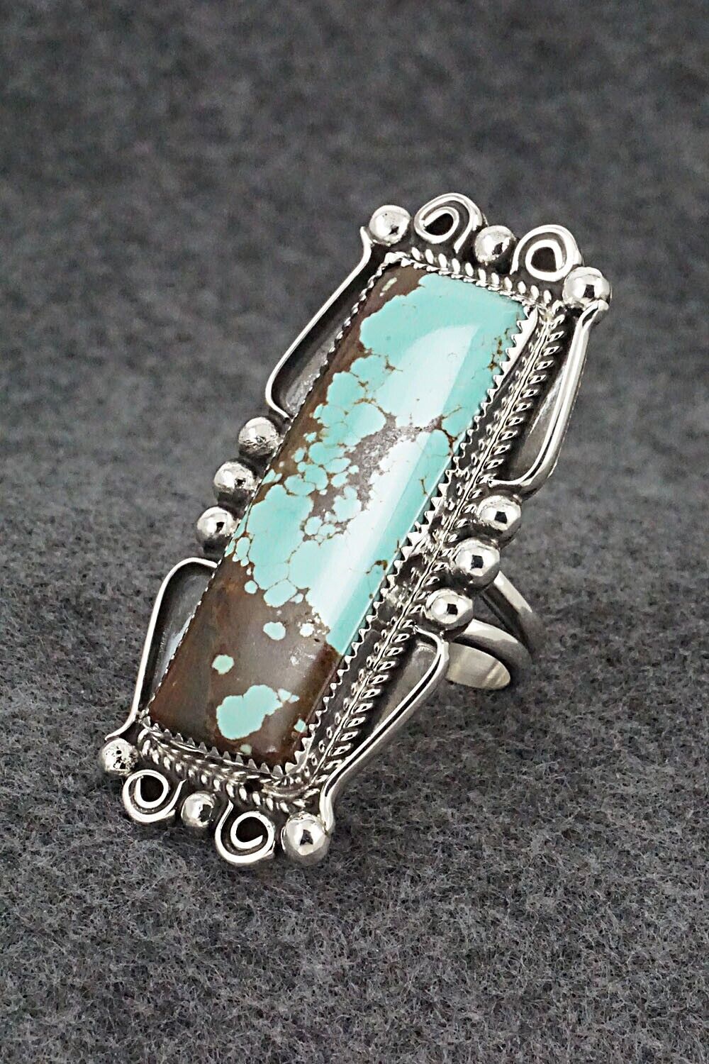 Turquoise & Sterling Silver Ring - Leslie Nez - Size 10