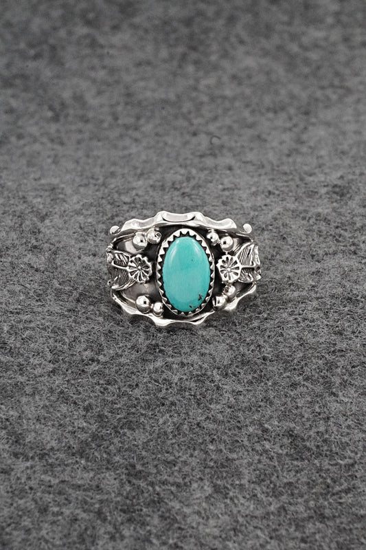 Turquoise & Sterling Silver Ring - Genevieve Francisco - Size 8.5