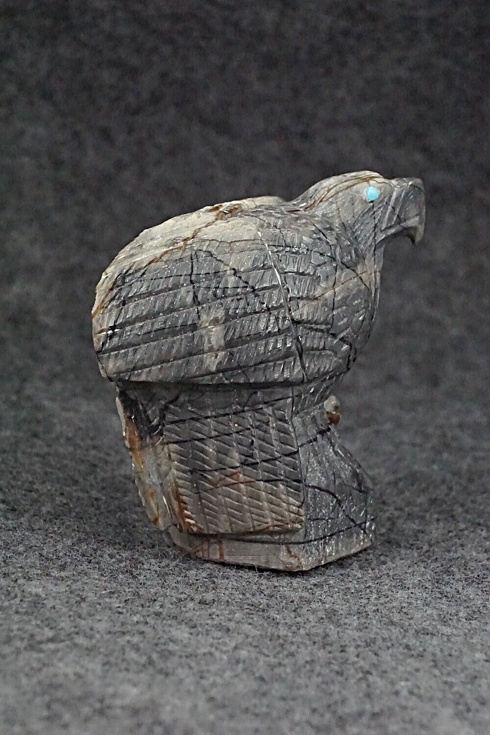 Eagle with Fish Zuni Fetish Carving - Derrick Kaamasee
