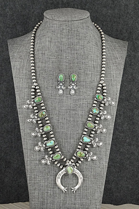 Turquoise & Sterling Silver Squash Blossom Set - Adrienne Gordon