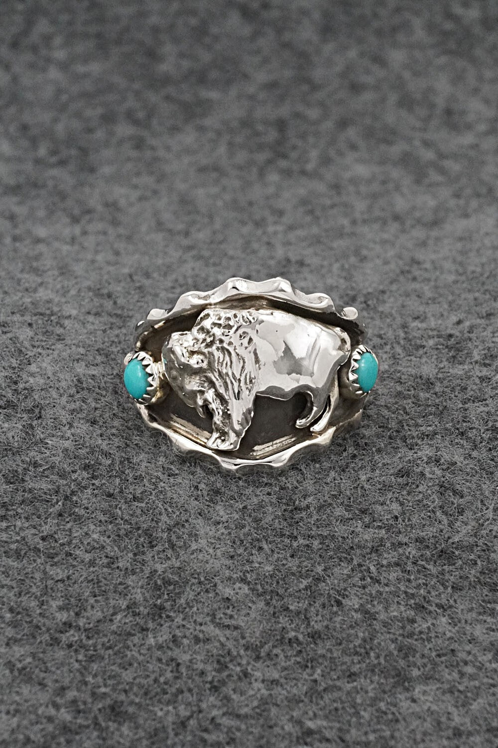 Turquoise & Sterling Silver Ring - Genevieve Francisco - Size 13