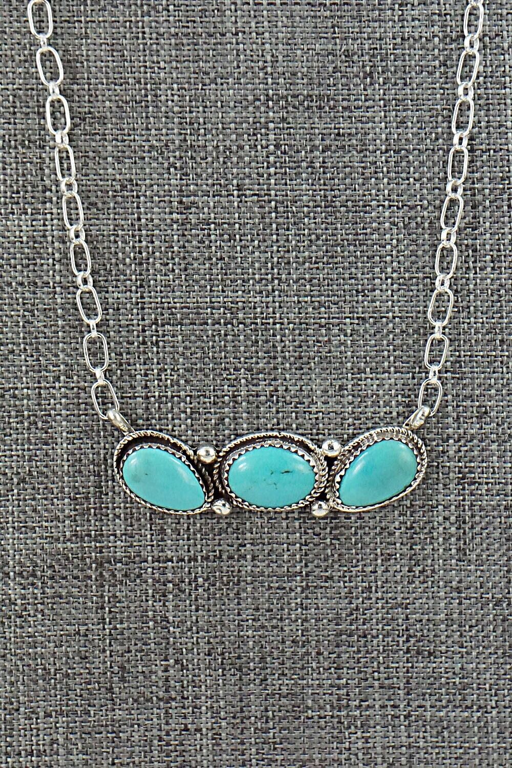 Turquoise & Sterling Silver Necklace - Ernest Hawthorne