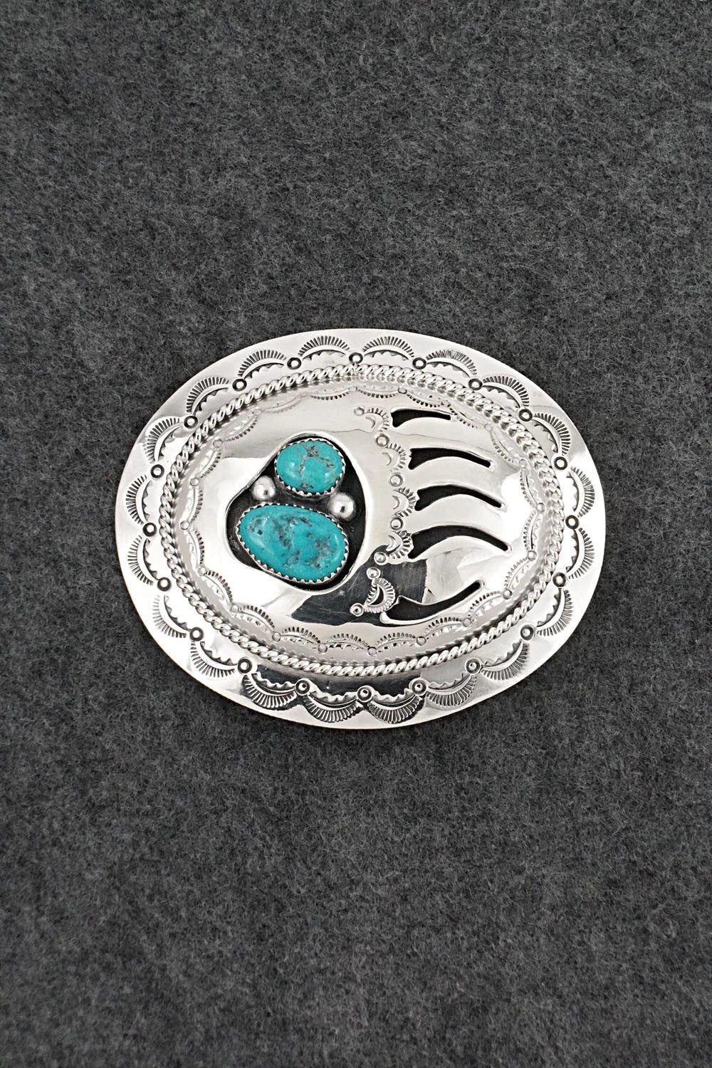 Turquoise & Sterling Silver Belt Buckle - Wilbert Muskett Sr.