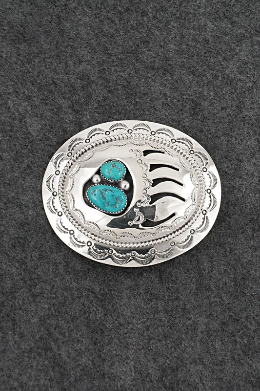 Turquoise & Sterling Silver Belt Buckle - Wilbert Muskett Sr.