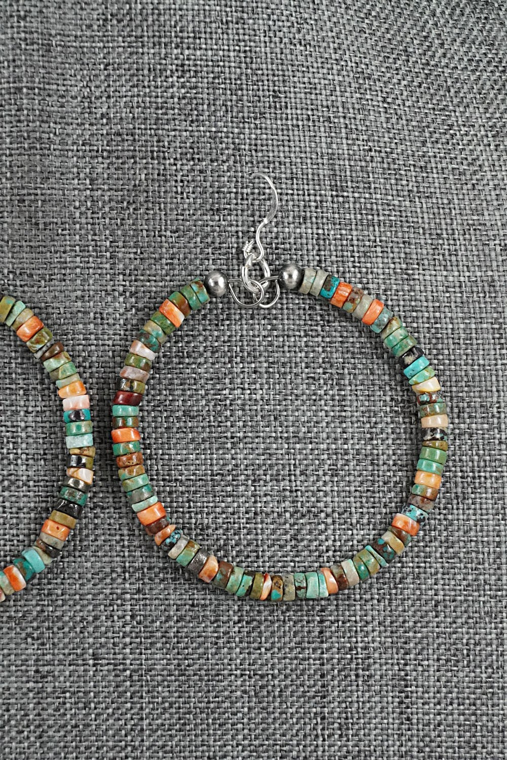 Turquoise, Spiny Oyster & Sterling Silver Earrings - Doreen Jake