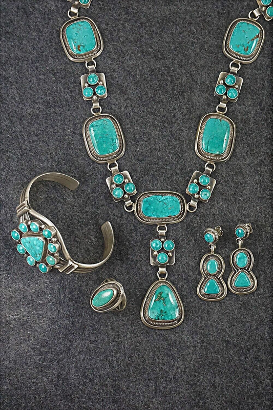 Turquoise & Sterling Silver Necklace Set - Raymond Delgarito