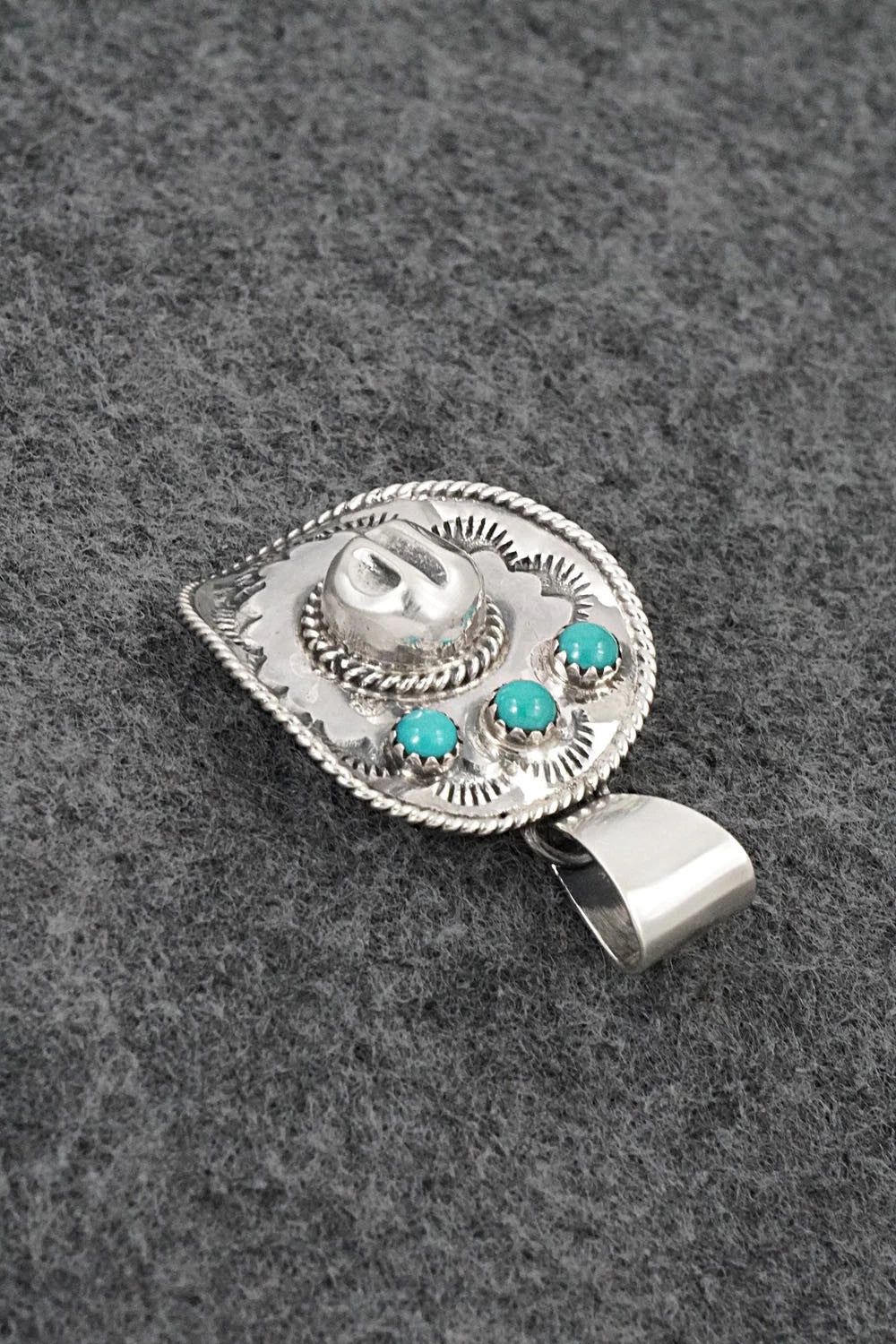 Turquoise & Sterling Silver Pendant - Bobby Platero
