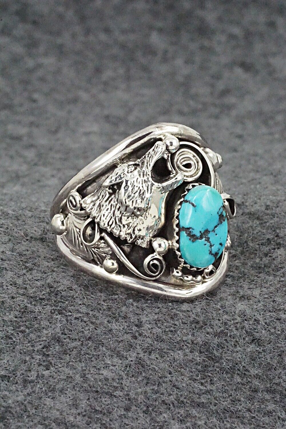 Turquoise & Sterling Silver Ring - Jeannette Saunders - Size 14.5