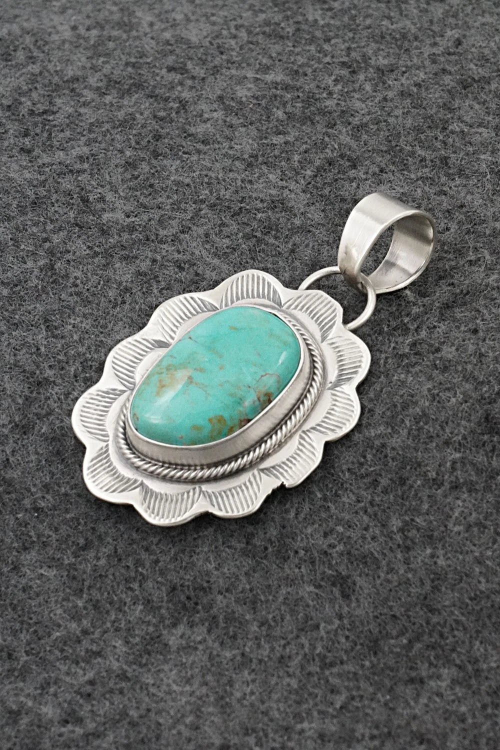 Turquoise & Sterling Silver Pendant - Cordell Platero