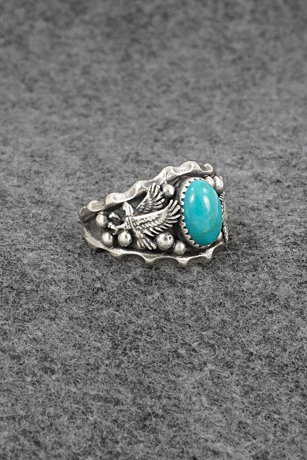 Turquoise & Sterling Silver Ring - Genevieve Francisco - Size 12.75