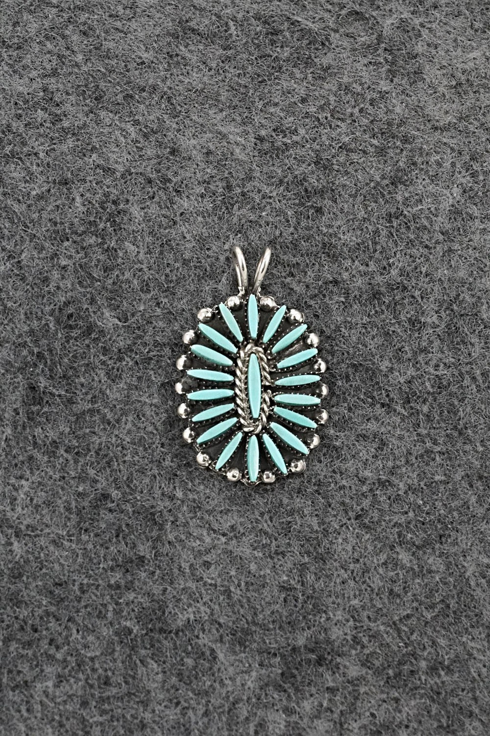 Turquoise & Sterling Silver Pendant - Fritzon Owaleon