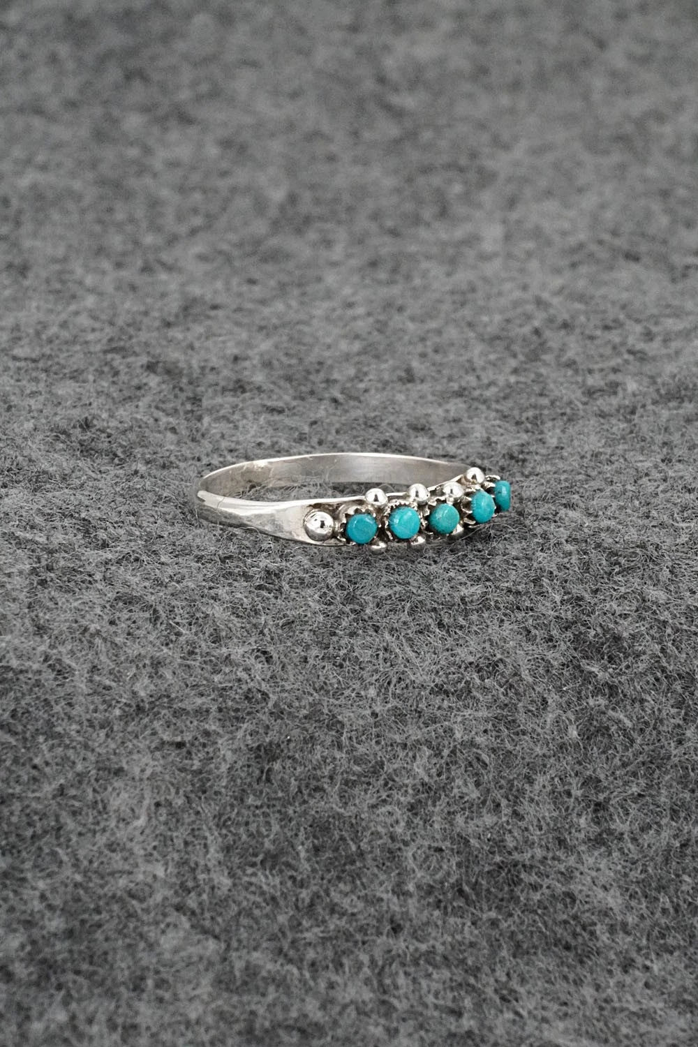Turquoise & Sterling Silver Ring - April Haloo - Size 8.5