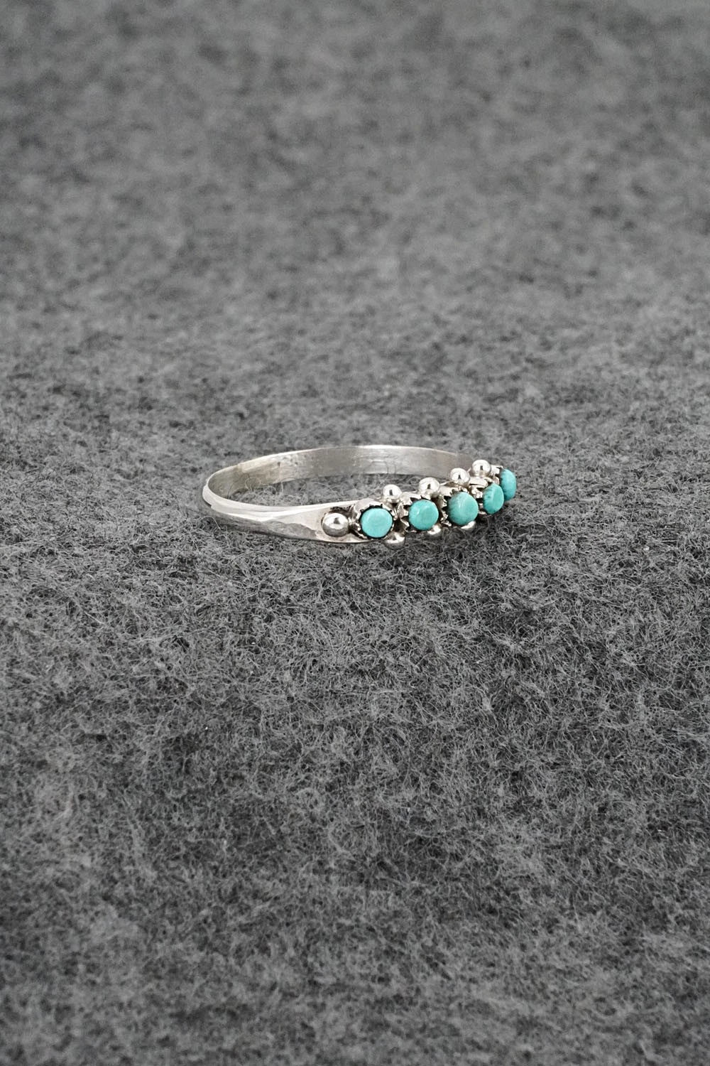 Turquoise & Sterling Silver Ring - April Haloo - Size 8.5