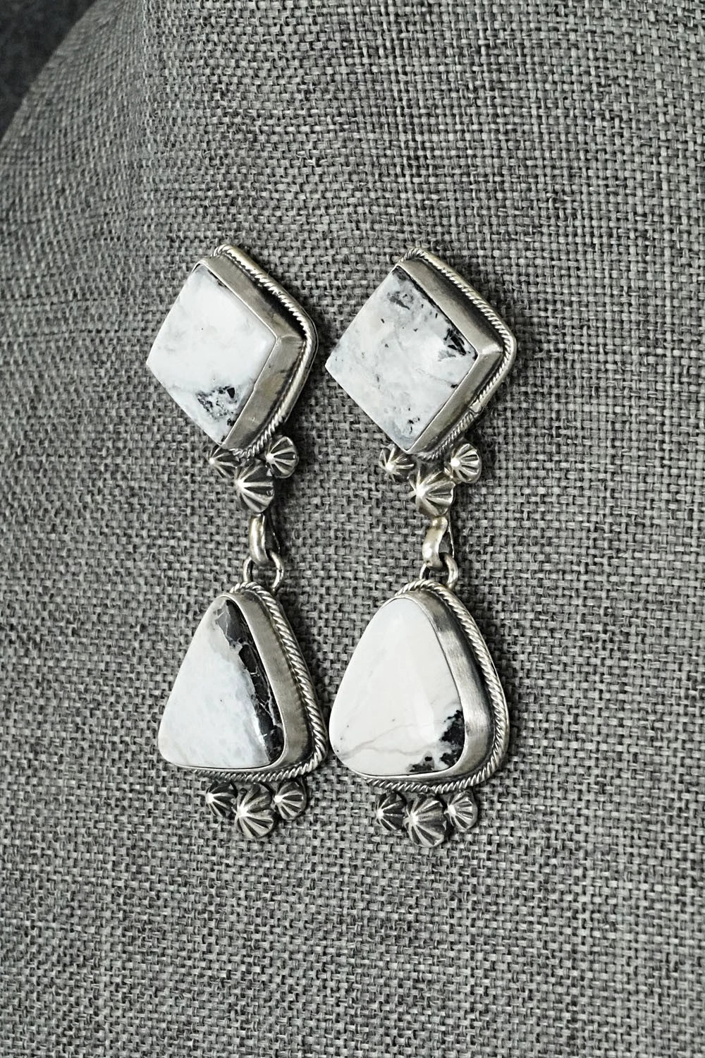 White Buffalo & Sterling Silver Necklace and Earrings Set - Paul Livingston