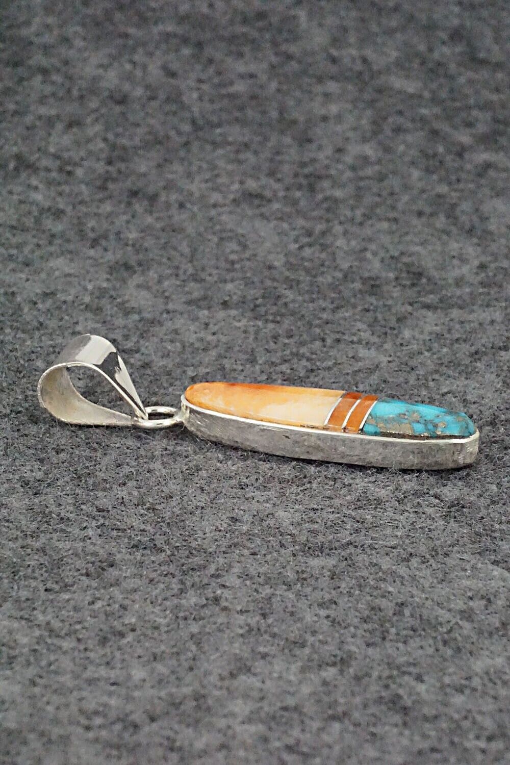 Spiny Oyster, Turquoise, Coral & Sterling Silver Pendant - Harold Smith