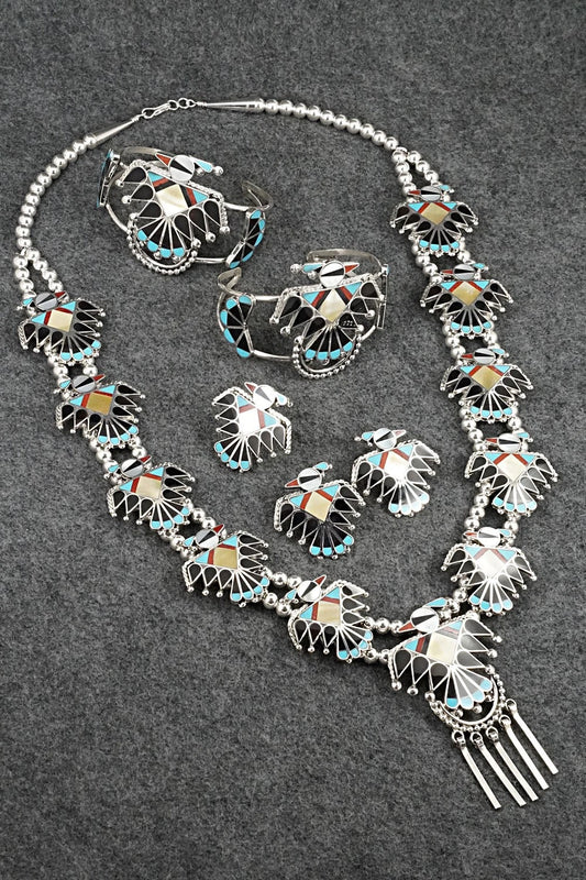 Multi-Stone & Sterling Silver Inlay Necklace Set - Adrian Wallace