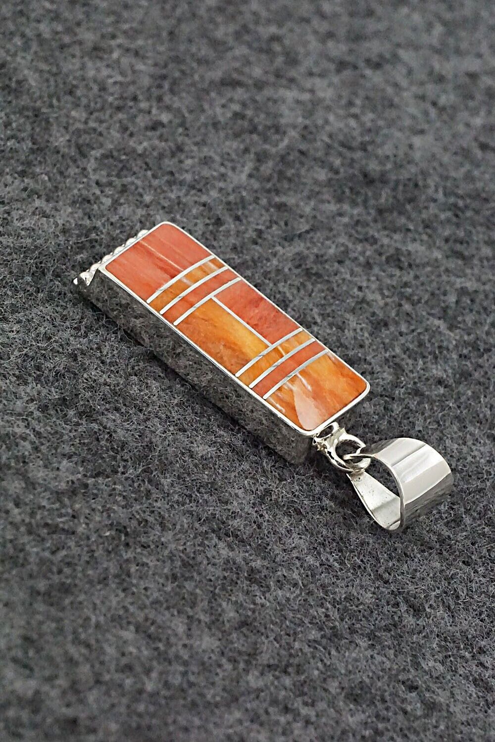 Spiny Oyster & Sterling Silver Pendant - Curtis Manygoats