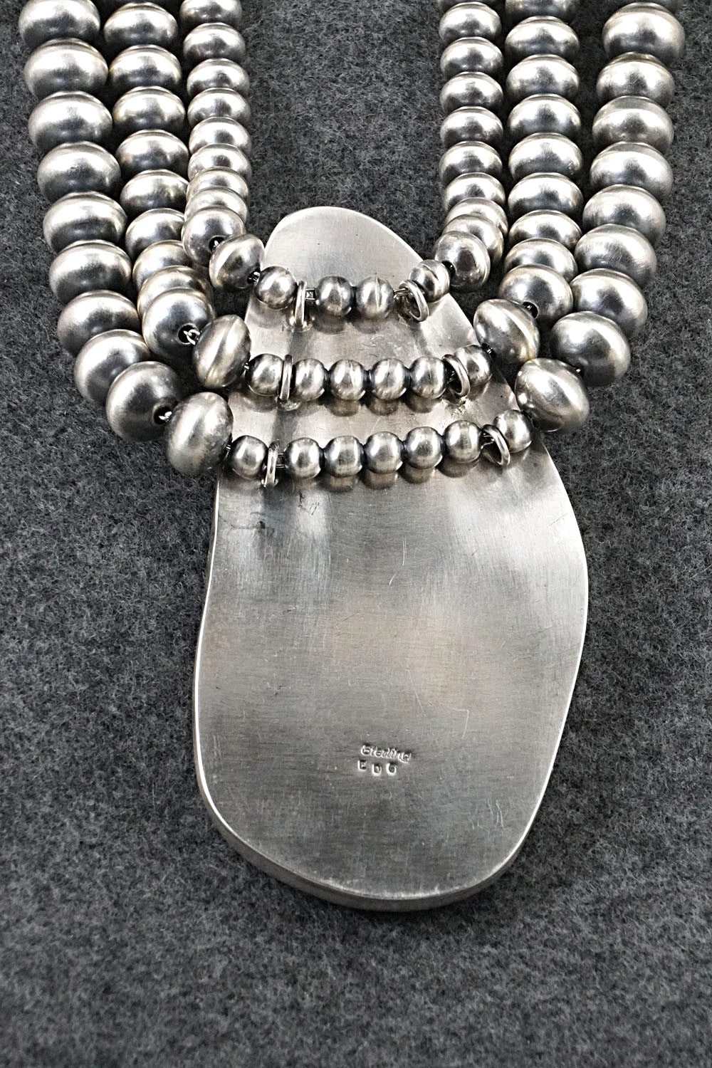 Turquoise & Sterling Silver Navajo Pearl Necklace - Gruber & Halwood