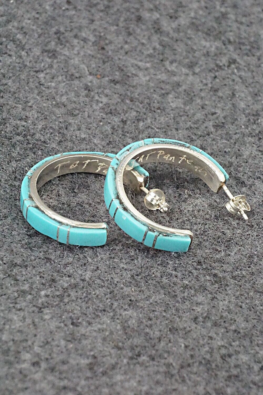 Turquoise & Sterling Silver Hoop Earrings - Terrance Panteah