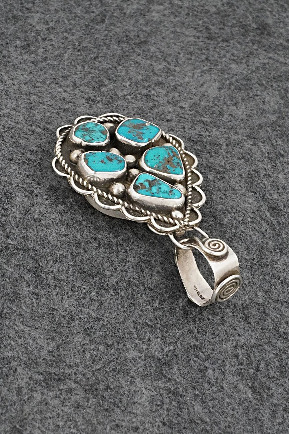Turquoise, Spiny Oyster & Sterling Silver Pendant - Priscilla Reeder