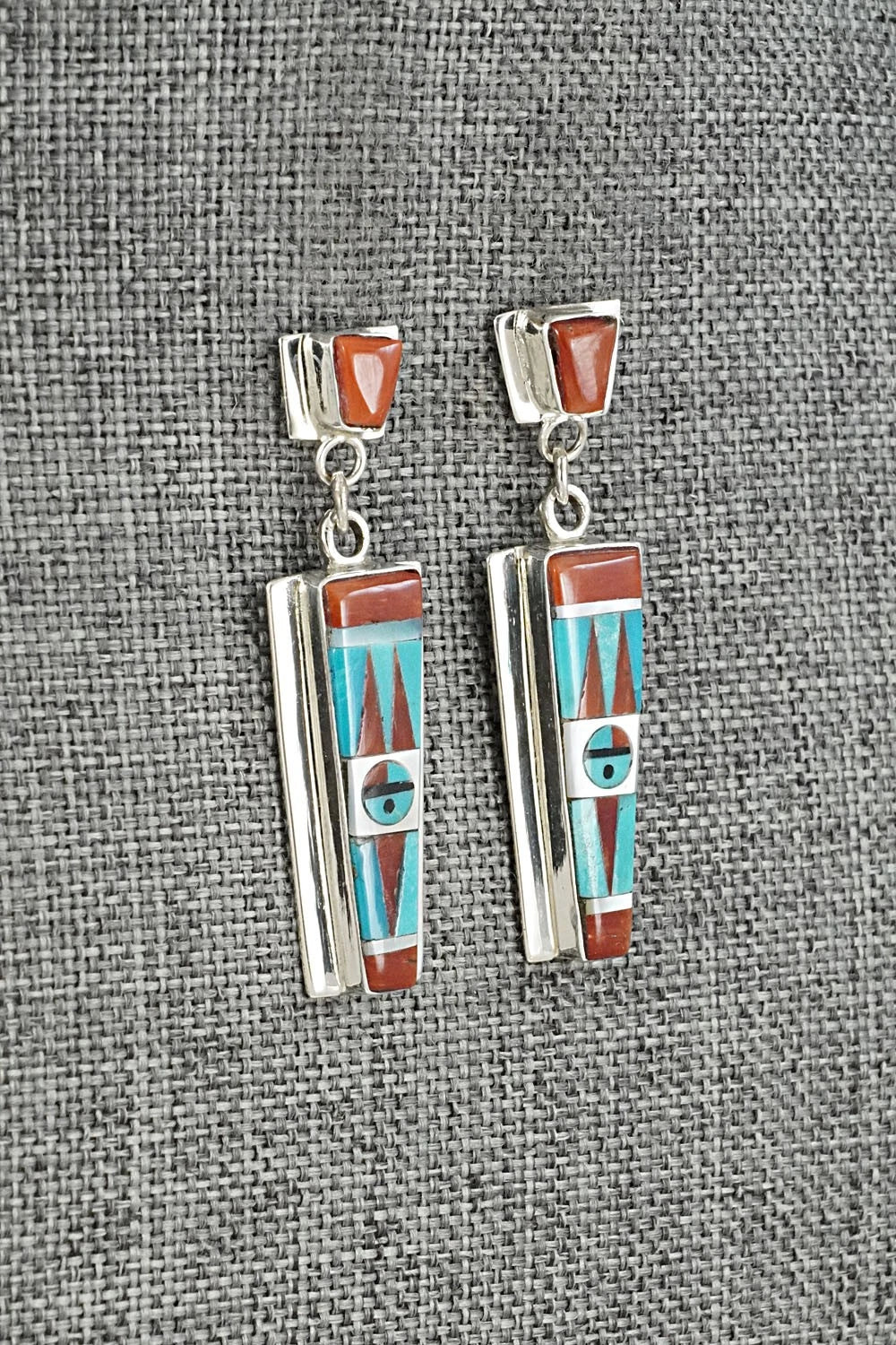 Multi-Stone & Sterling Silver Inlay Earrings - Rayland Edaakie