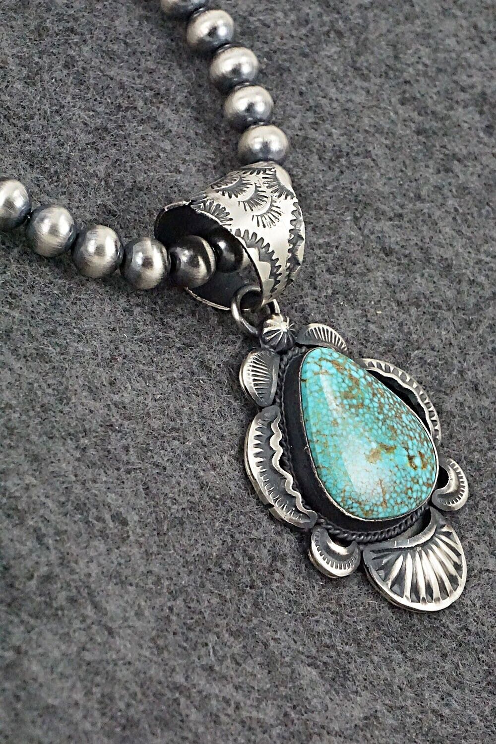 Turquoise and Sterling Silver Necklace - Gilbert Tom