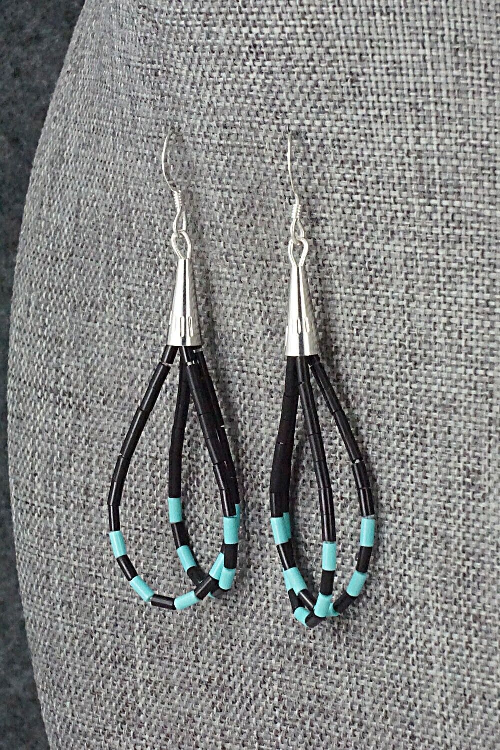 Jet, Turquoise & Sterling Silver Earrings - Ramona Bird