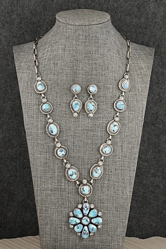 Turquoise & Sterling Silver Necklace and Earrings Set - Kathleen Livingston