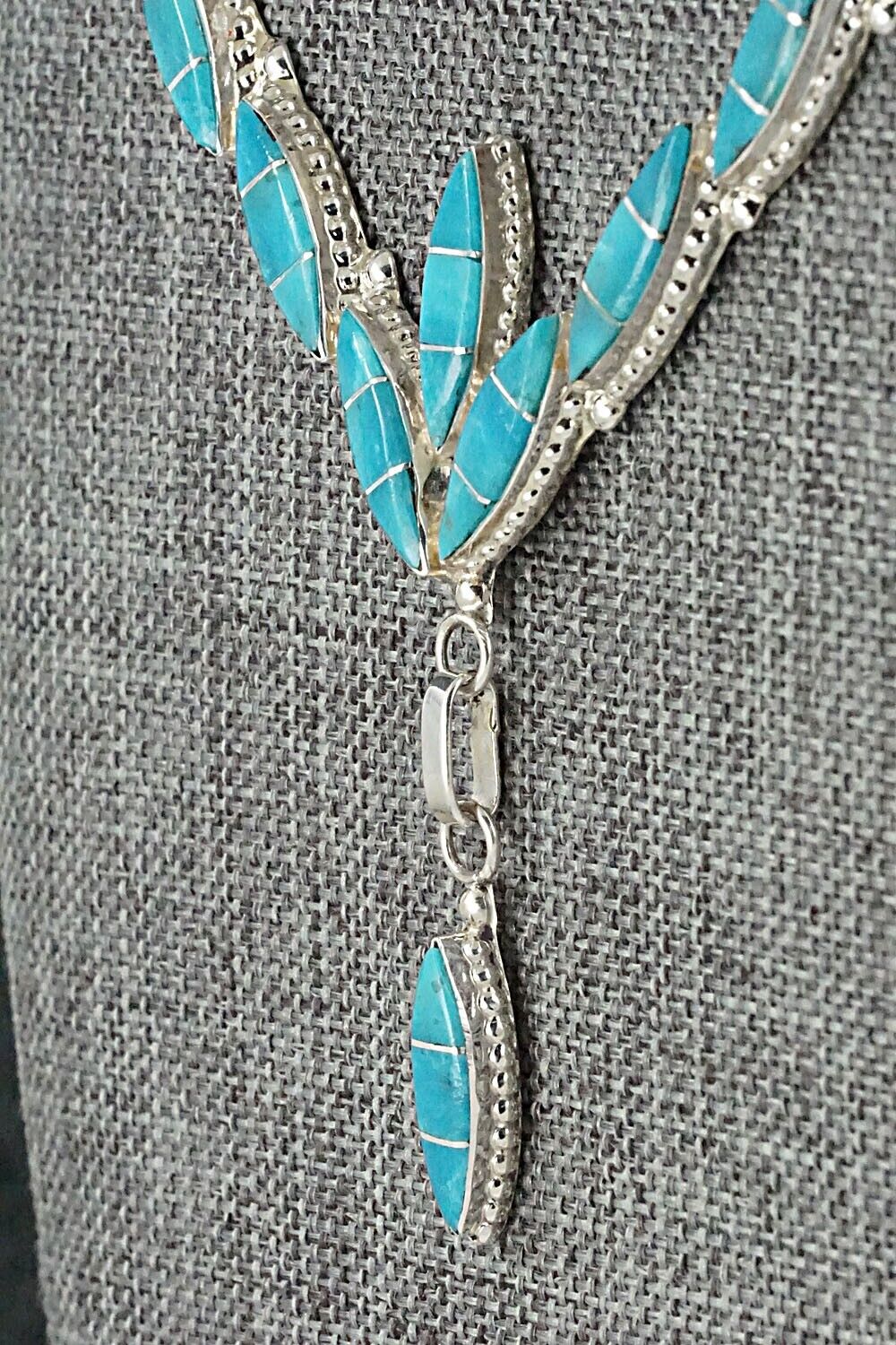 Turquoise & Sterling Silver Necklace and Earrings Set - Leola Nastacio