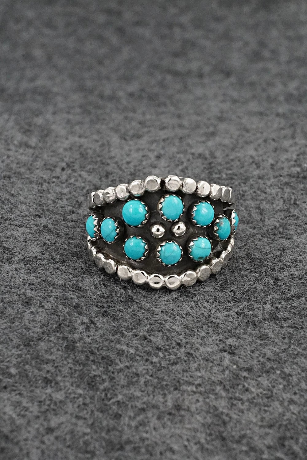 Turquoise & Sterling Silver Ring - Kenny Lonjose - Size 8.5