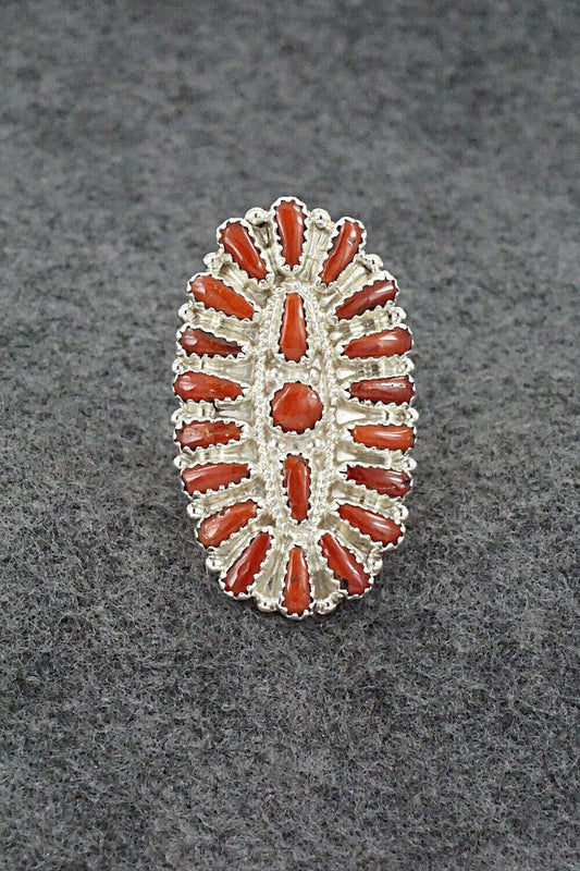 Coral & Sterling Silver Ring - Donovan Wilson - Size 9