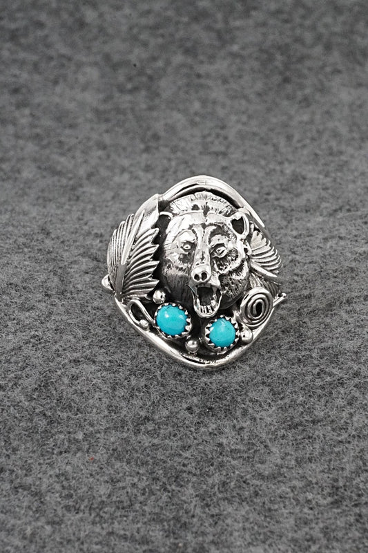Turquoise & Sterling Silver Ring - Darrell Morgan - Size 13