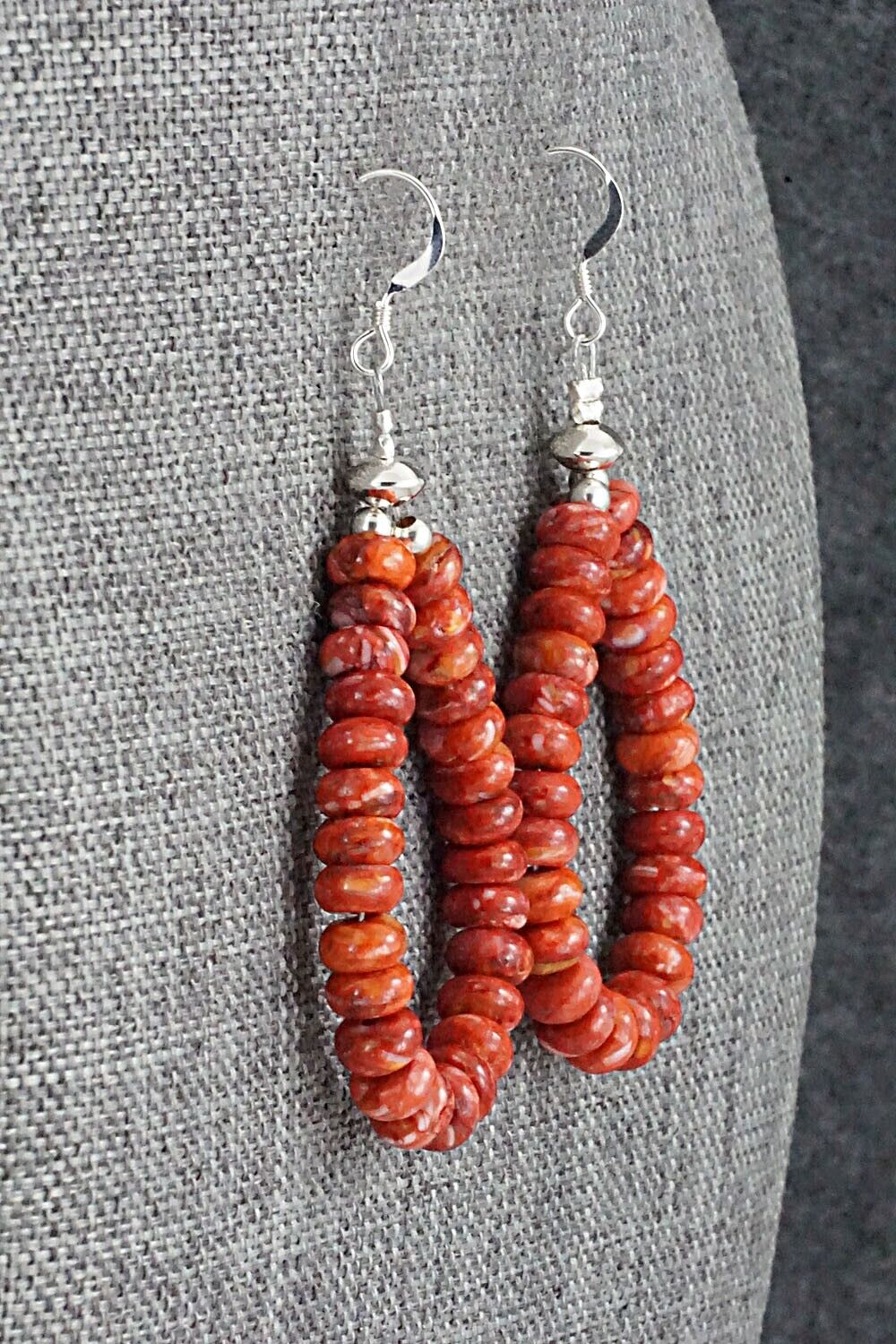 Spiny Oyster & Sterling Silver Earrings - Louise Joe