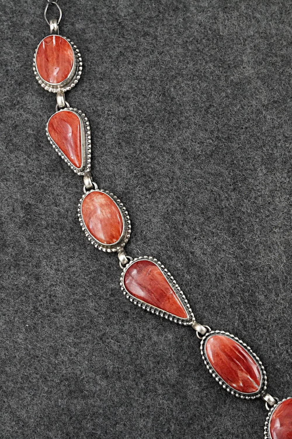 Spiny Oyster & Sterling Silver Necklace and Earrings Set - Darrin Livingston
