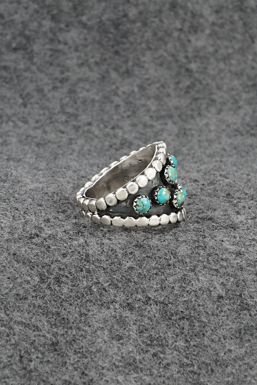 Turquoise & Sterling Silver Ring - Harry B. Yazzie - Size 8