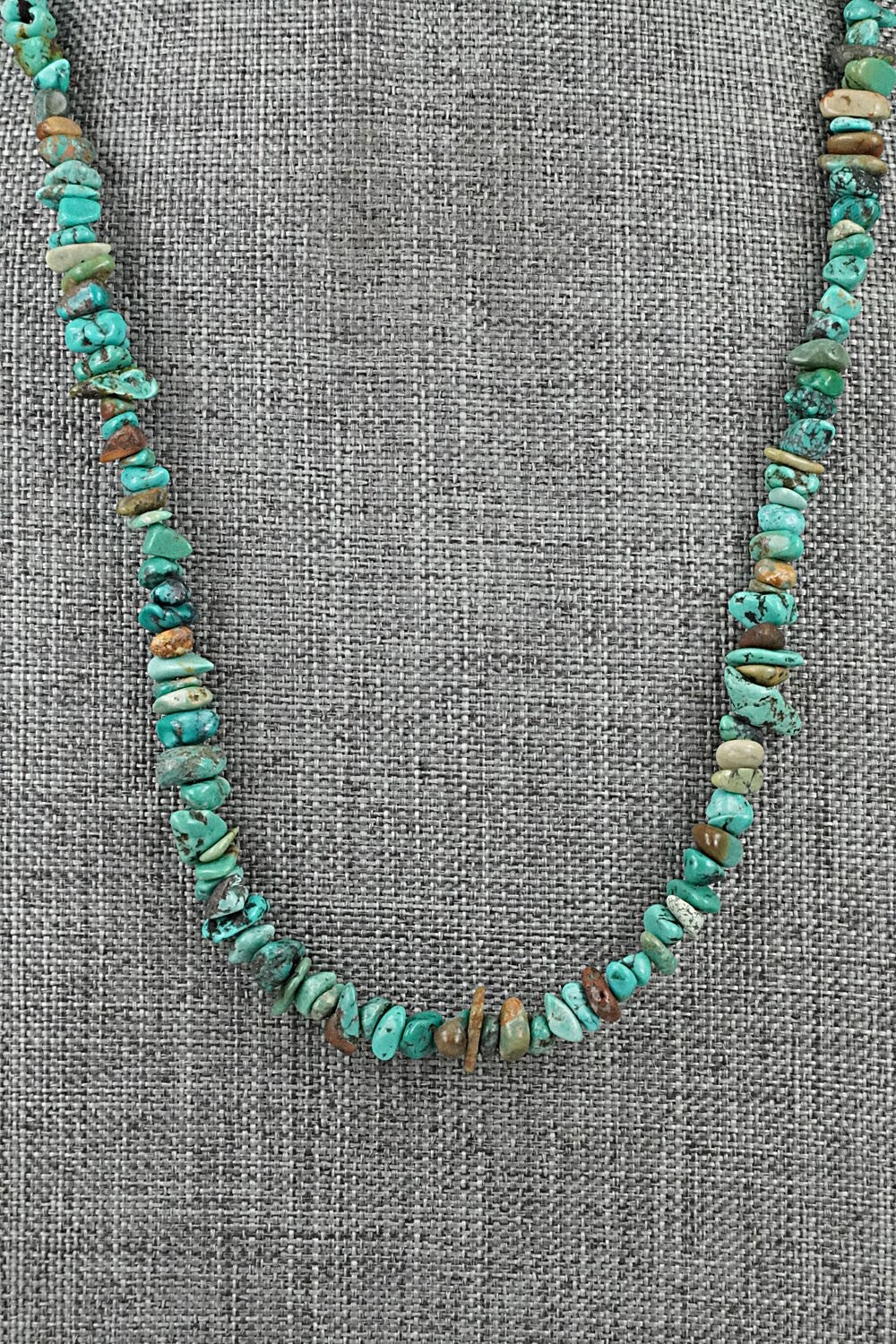 Turquoise & Sterling Silver Necklace 38" - Doreen Jake