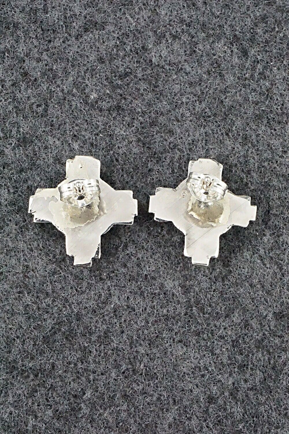 Multi Stone & Sterling Silver Inlay Earrings - Clifford Cheama