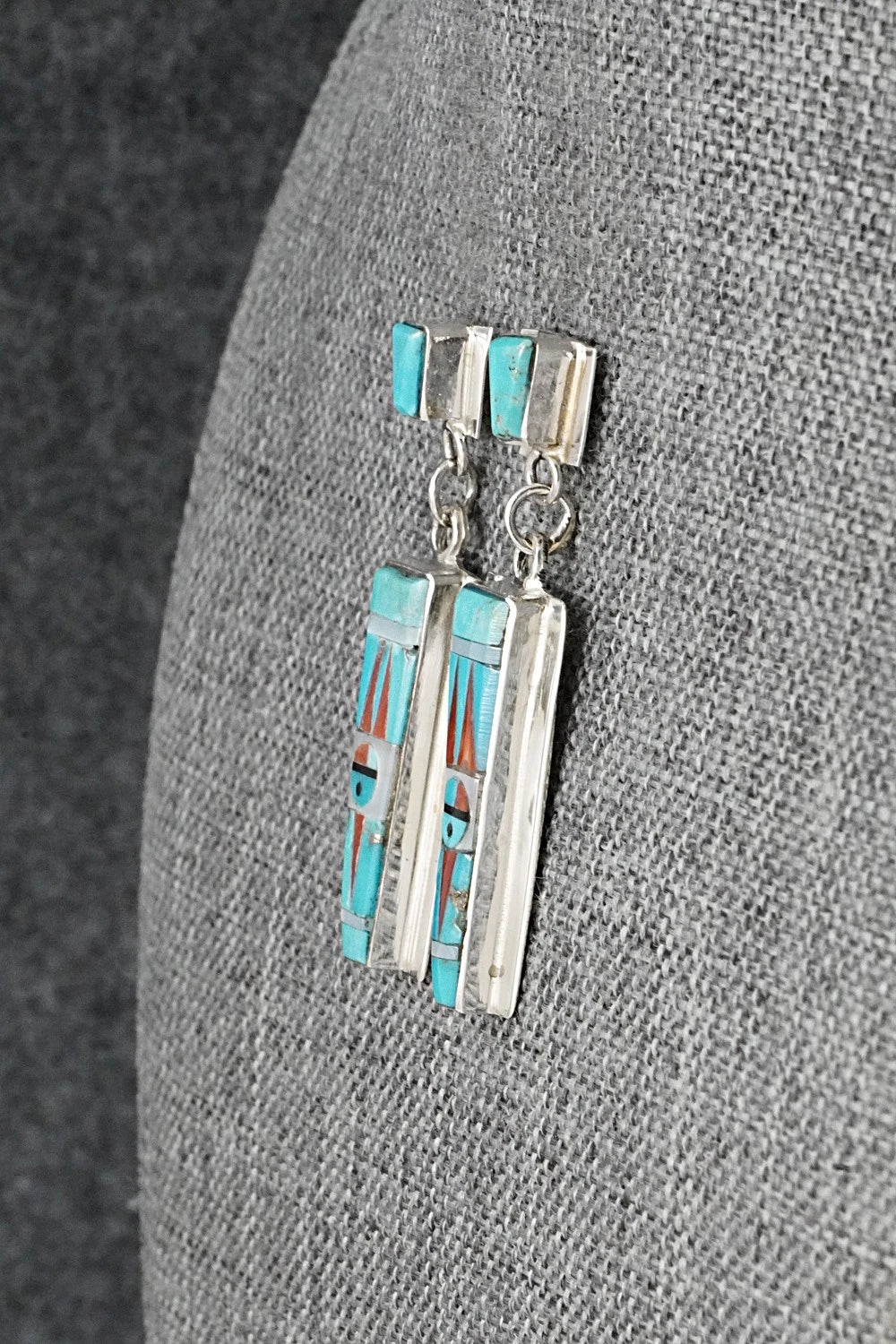 Multi-Stone & Sterling Silver Inlay Earrings - Rayland Edaakie