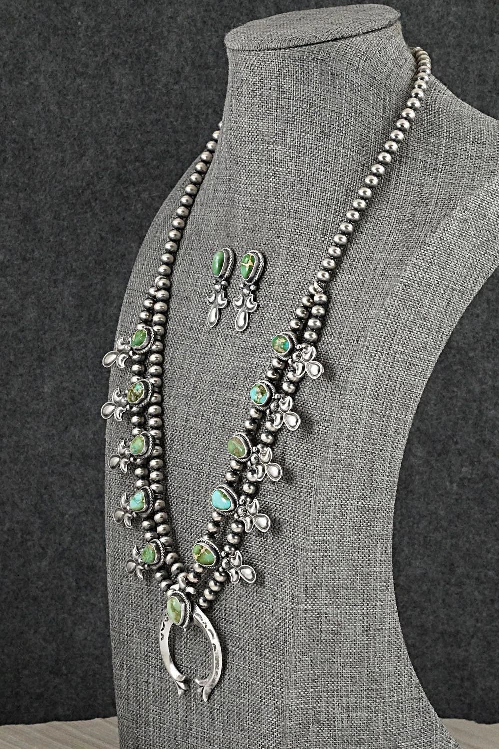 Turquoise & Sterling Silver Squash Blossom Set - Adrienne Gordon