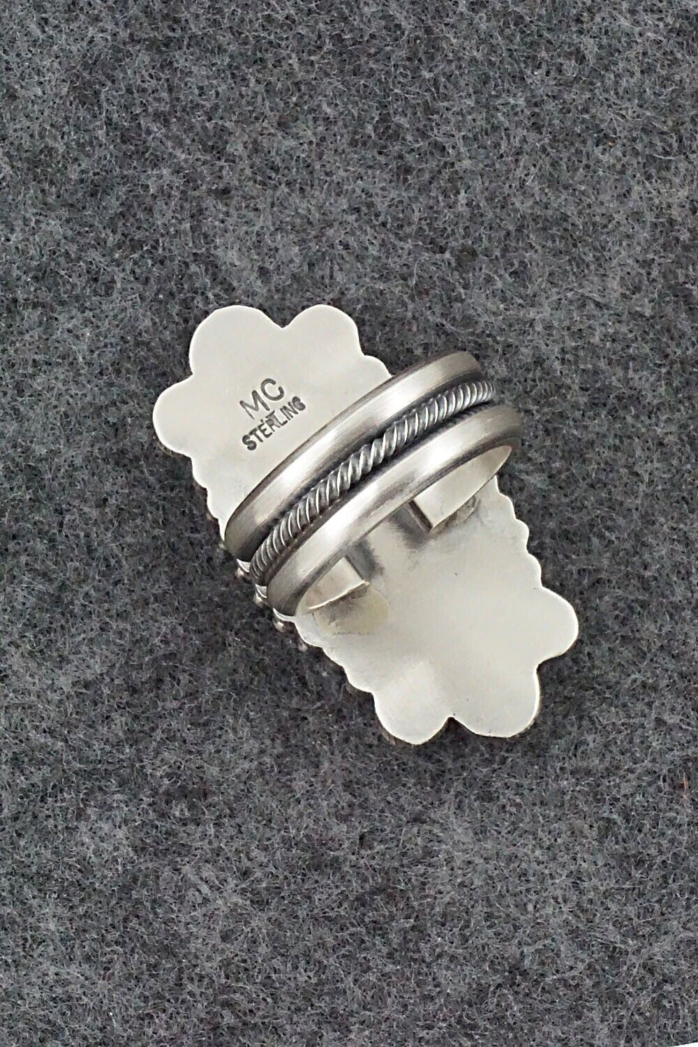 Pink Conch Shell & Sterling Silver Ring - Michael Calladitto - Size 8