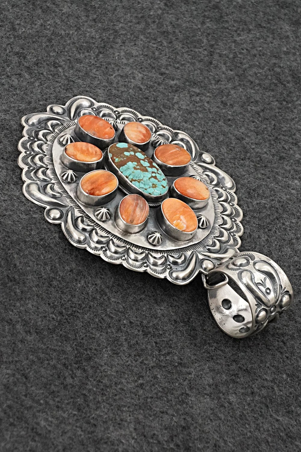 Turquoise, Spiny Oyster & Sterling Silver Pendant - Randy Boyd