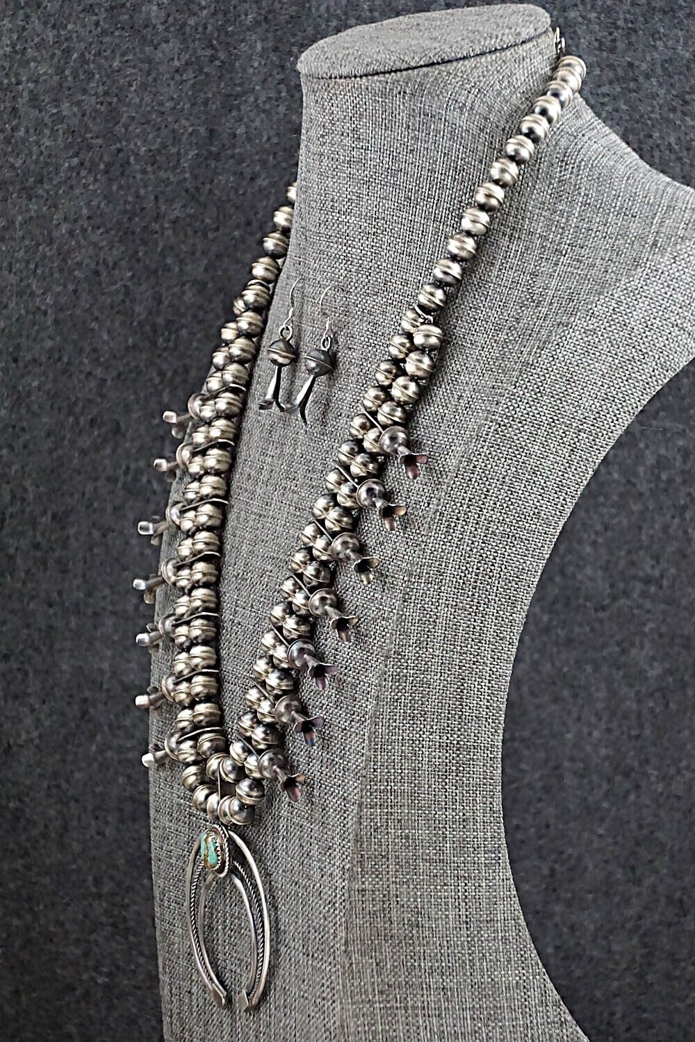 Turquoise & Sterling Silver Squash Blossom Set - Phil Garcia