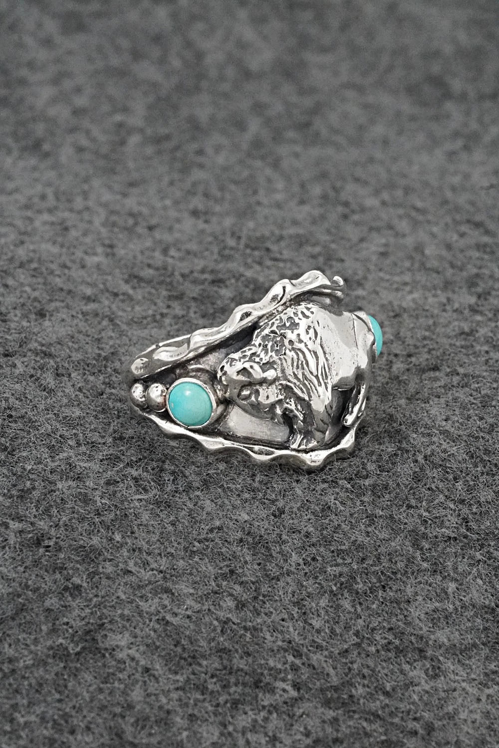 Turquoise & Sterling Silver Ring - Genevieve Francisco - Size 13