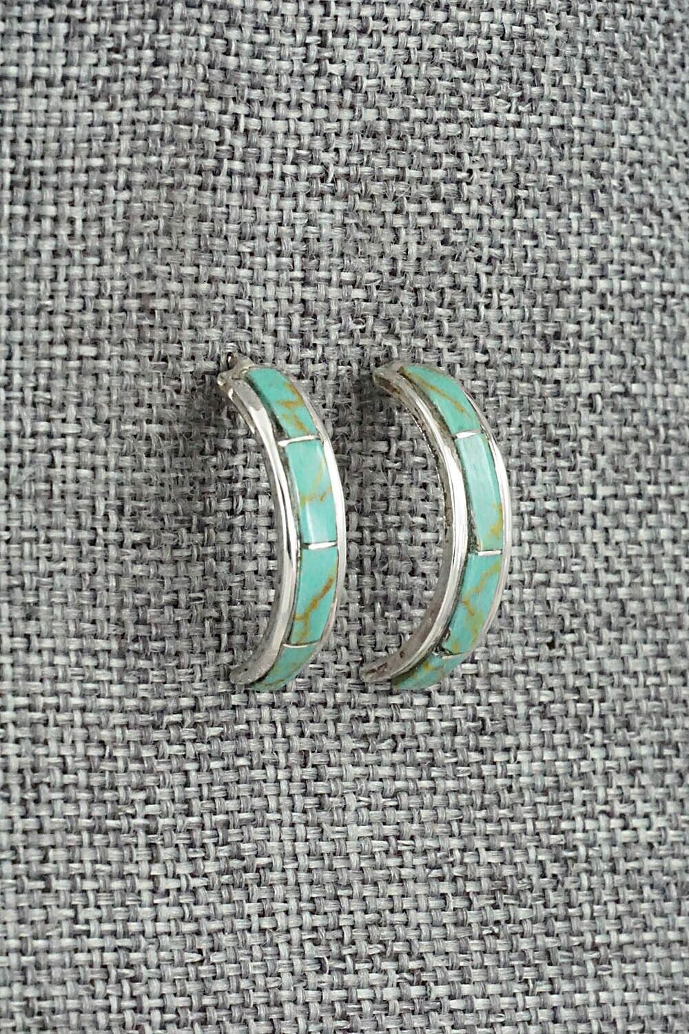 Turquoise & Sterling Silver Hoop Earrings - Alton Tom